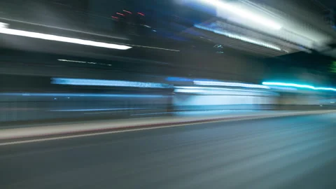 Driving Hyperlapse Rear Side View R VJ Loop Light Tunnel Stock Footage 144195980