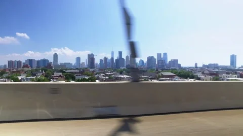 Driving on I-78 to Manhattan with New York Skyline in Distance Stock Footage