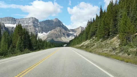 Driving on the Icefields Parkway between Banff and Jasper in the Canadian Roc Stock Footage 131715608