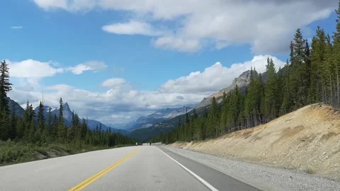 Driving on the Icefields Parkway between Banff and Jasper in the Canadian Roc Stock Footage 131715612
