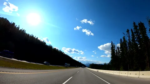 Driving Icefields Parkway Summer Day Stock Footage 244877079