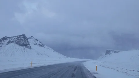 Driving in icelandic winter. Stock Footage 87787703