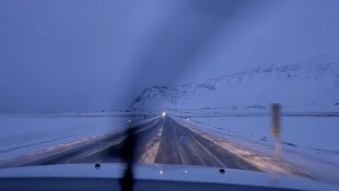 Driving in icelandic winter. Stock Footage 87788874
