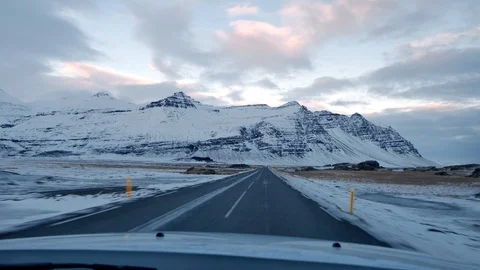 Driving in icelandic winter. Stock Footage 87789593
