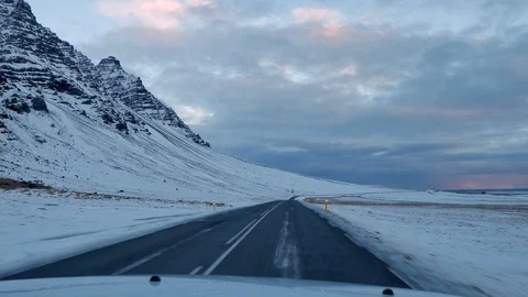 Driving in icelandic winter. Stock Footage 87789969