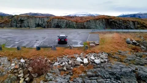 Driving the Iconic Atlantic Ocean Road in Norway, Winter Landscape Stock Footage 315726943