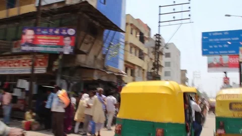 Driving in India through chaotic traffic, Jaipur Stock Footage 90591020
