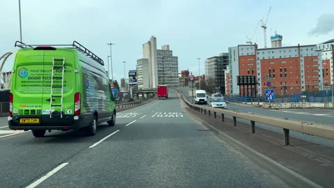 Driving on inner Ring Road A57 in Manchester Vídeos de archivo 270173877