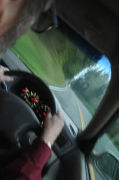 Driving inside of a car Stock Photos