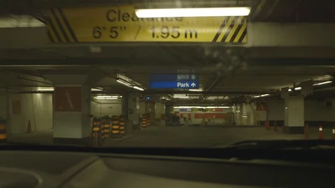 Driving Inside a Dark Parking Garage Video stock 115861696
