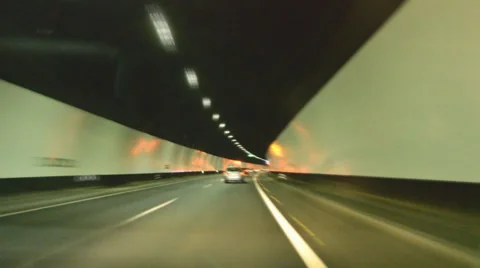 Driving Inside A Long Tunnel Stock Footage 52272468