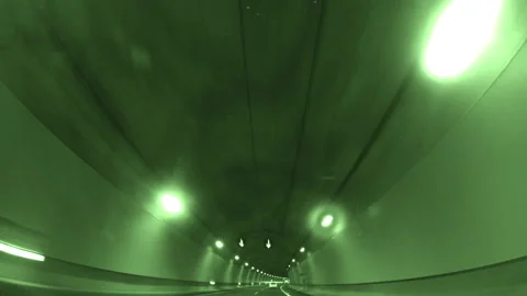 Driving inside a tunnel. Night Vision. Time Lapse. Loop 動画素材 246627925