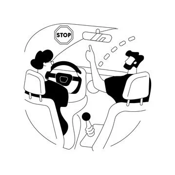 Driving instruction abstract concept vector illustration. Illustrazione stock