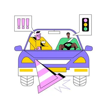 Driving instruction abstract concept vector illustration. Stock Illustration