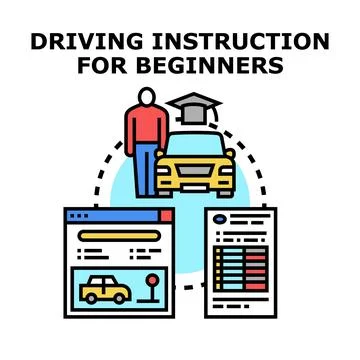 Driving instruction course for beginner learners concept 스톡 일러스트