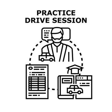 Driving instructor teaching theory and practical lesson Stock Illustration