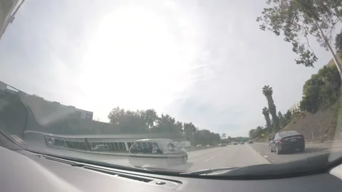 Driving off Interstate 10 Freeway in Santa Monica Stock Footage 344613075