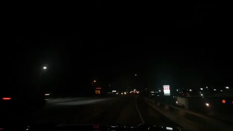 Driving Interstate 35 at 4am in Austin, Texas part 1 of 2 Stock Footage 268248761