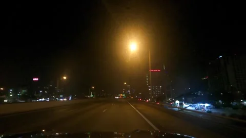 Driving Interstate 35 at 4am in Austin, Texas part 2 of 2 Stock Footage 268439933