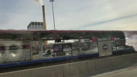 Driving Interstate Greyhound Winter Time Toll Road Chicago Illinois Gary Stock Footage 230998105