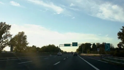 Driving On Italian Highway Rome Road Sign Stock Footage