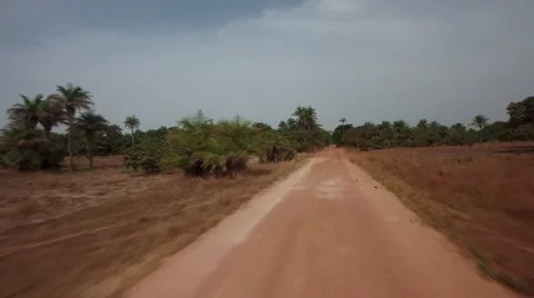 Driving jeep in road Africa - Guinea Bisseau Stock Footage