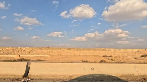 Driving Journey Along Cairo Ain Sokhna Desert Road With Continuous Vehicle Flow Vídeos de archivo 329998699