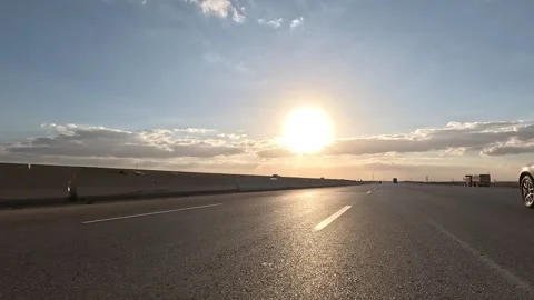Driving Journey Along Eastern Desert Road Linking Cairo With Ain Sokhna Stock Footage 330033357