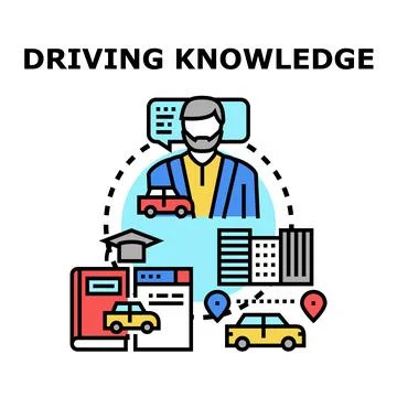 Driving knowledge acquiring concept, learning practical skills Stock Illustration