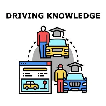 Driving knowledge and learning car instruction concept Stock Illustration
