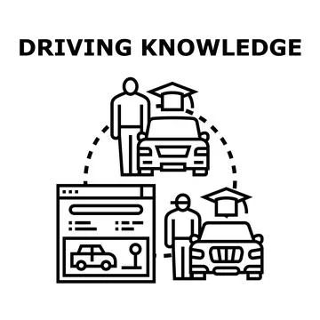 Driving knowledge and learning car instruction concept Stock Illustration