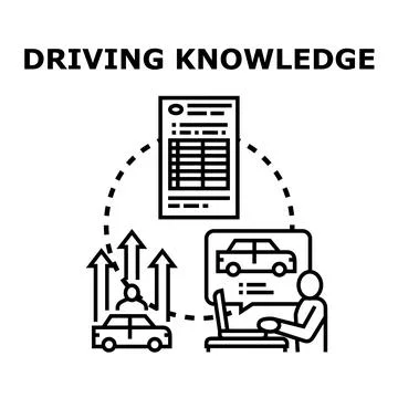 Driving knowledge growth learning car owner education Stock Illustration