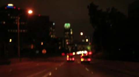 Driving LA Highway Night Video stock 740174