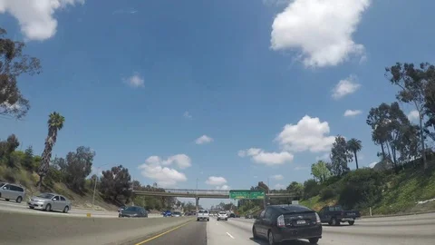 Driving in LA.  Timelapse of the 10 to the 110 to the 101 freeways. Stock Footage 96409508