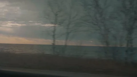 Driving By Lake Huron Video stock 89133443