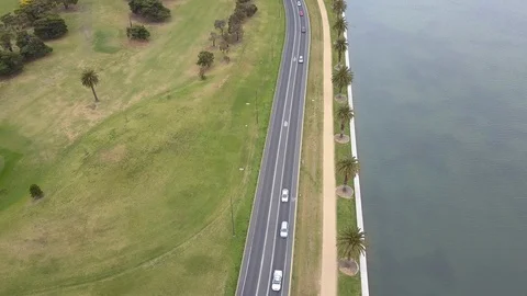 Driving on the lake side Video stock 99127356