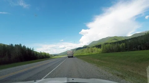 Driving in the Landscape of Yukon in Canada Stock Footage 124282989
