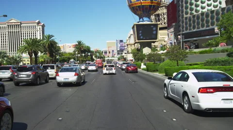 Driving on Las Vegas Blvd. POV during Daytime Frontal View from South to North Stock Footage 60665953