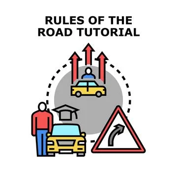 Driving learning concept with traffic rules tutorial Stock Illustration