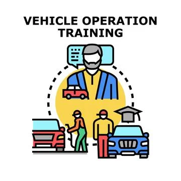 Driving learning concept training school operating vehicle Stock Illustration