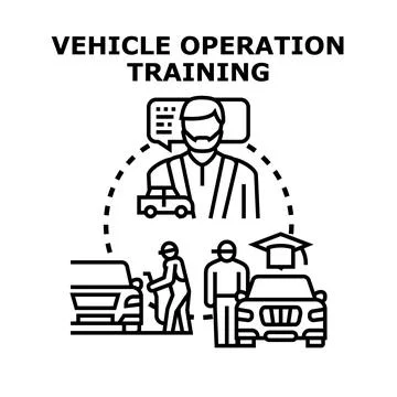 Driving learning concept training school operating vehicle Stock Illustration