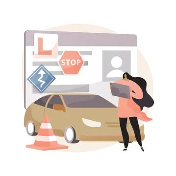Driving lessons abstract concept vector illustration. Illustrazione stock