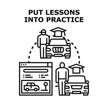 Driving lessons practice education skill development concept Stock Illustration