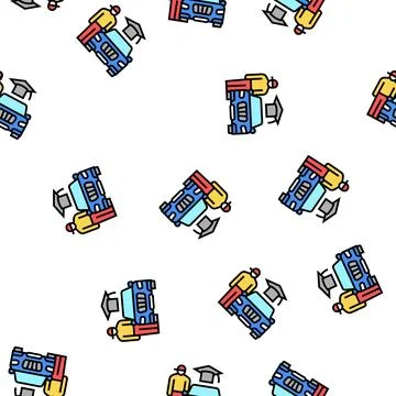 Driving Lessons for teens vector seamless pattern Stock Illustration