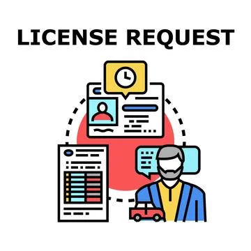 Driving license request process application form Stock Illustration