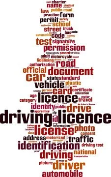 Driving license word cloud Stock Illustration