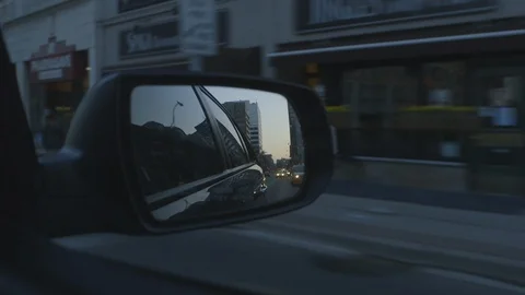 Driving Looking At Rear View Mirror Cars Following Behind Stock Footage 118615473