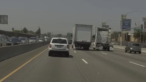 Driving on Los Angeles Freeway Video stock 94047447