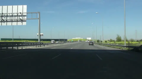 Driving Madrid highway Stock Footage 24242572