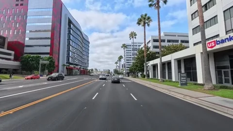 Driving Main Street Orange CA to 22 Freeway Overpass Stock Footage 313352669